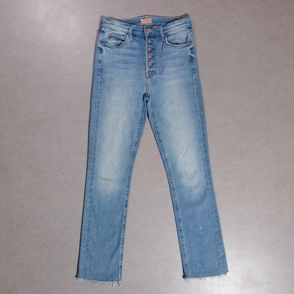 Mother The Pixie Dazzler Ankle Fray Au Revoir Stretch Denim Button Fly Jeans 25 - Picture 1 of 10
